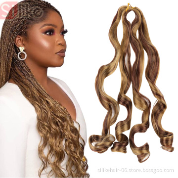 24 Inch French Curly Loose Curl Wave Crochet Braids Synthetic Braiding Hair Pre-Looped  Spiral Curl Hair Wavy Curly Braiding